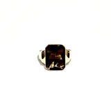 Red gold ring with smoky quartz