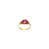Gold hoop earring with red stone