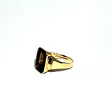 Red gold ring with smoky quartz